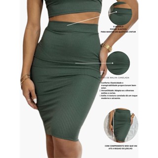 Saia Midi Canelada Feminina – Elegância e Versatilidade em Oferta na Shopee