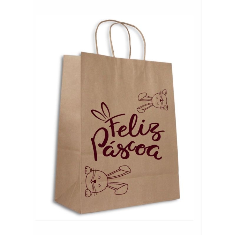 10/25 Sacolas Kraft FELIZ PÁSCOA (Tamanhos P, M, G e GG) em Oferta na Shopee