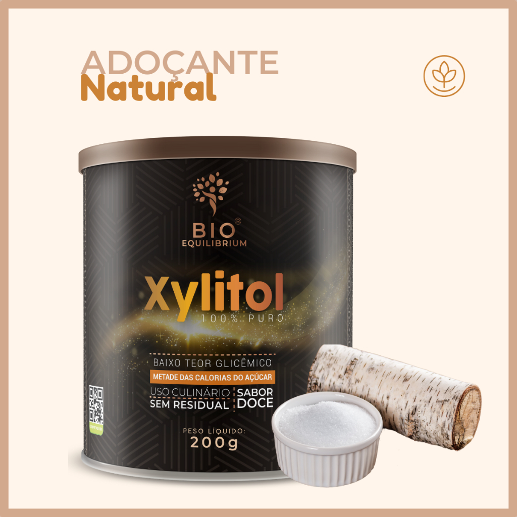 Adoçante Alimentação Saudável Xylitol 200g | 50% Menos Calorias | 100% Puro | Índice Glicêmico Baixo | Bio Equilibrium
