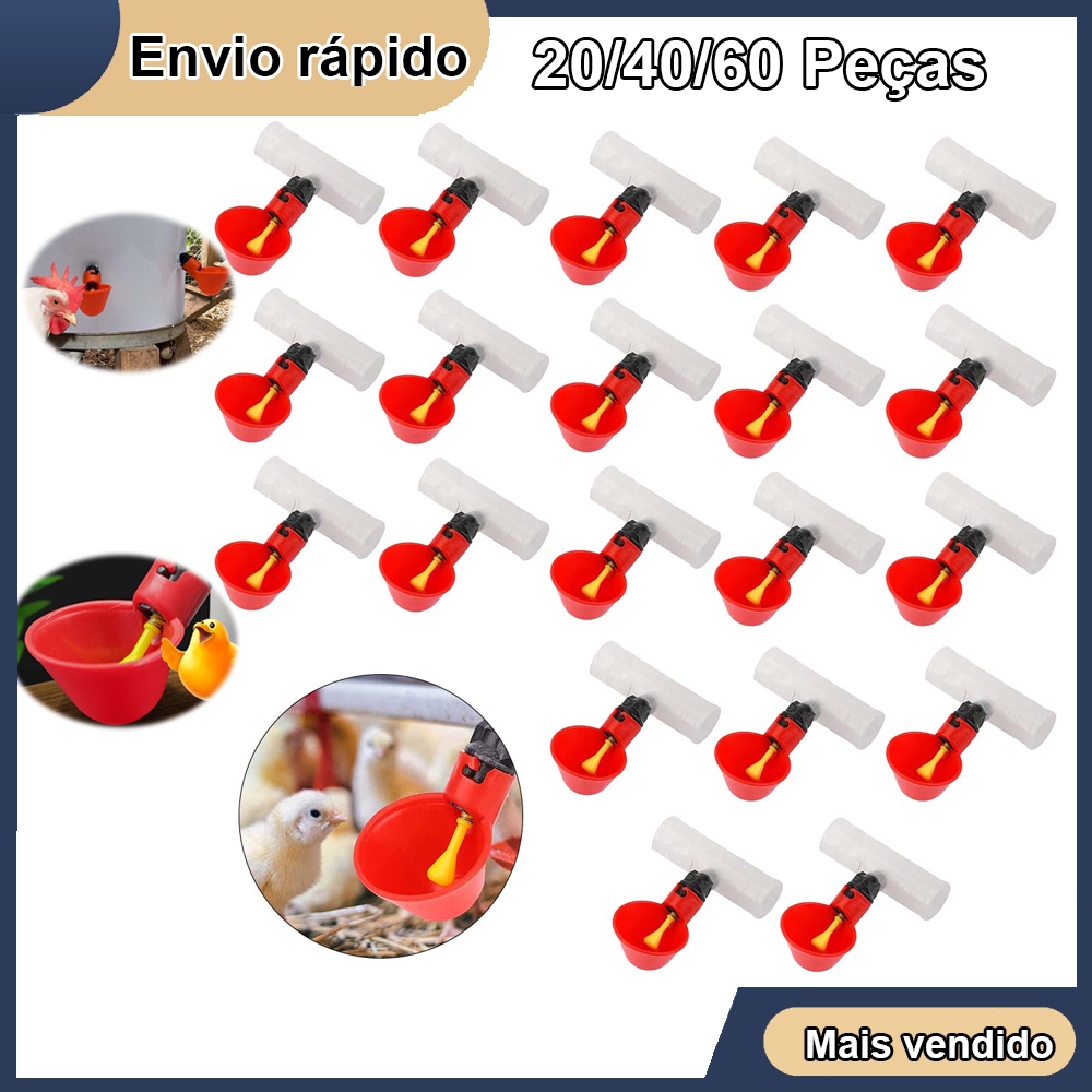 Copo de água de 20/40/60 peças para galinhas, automático, bebedouro, comedouro de pássaros, bebedouro, ferramenta