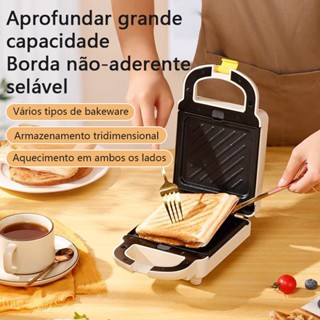 3 em 1 Elétrica Antiaderente Sanduicheira e Waffles/Donuts 650w Grelha Removível Portátil ...