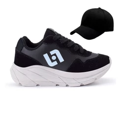 Tenis Infantil Meninos Jogger Escolar Casual Camurça + Bone