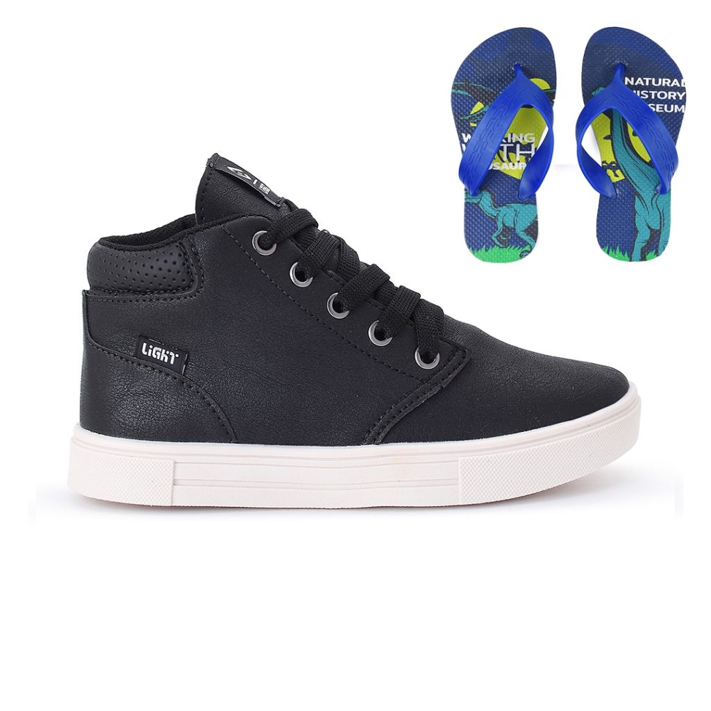Tenis Botinha Infantil Meninos Casual Cano Alto Confortavel + Chinelo em Oferta na Shopee