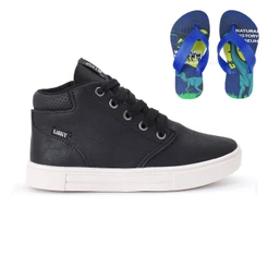 Tenis Botinha Infantil Meninos Casual Cano Alto Confortavel + Chinelo