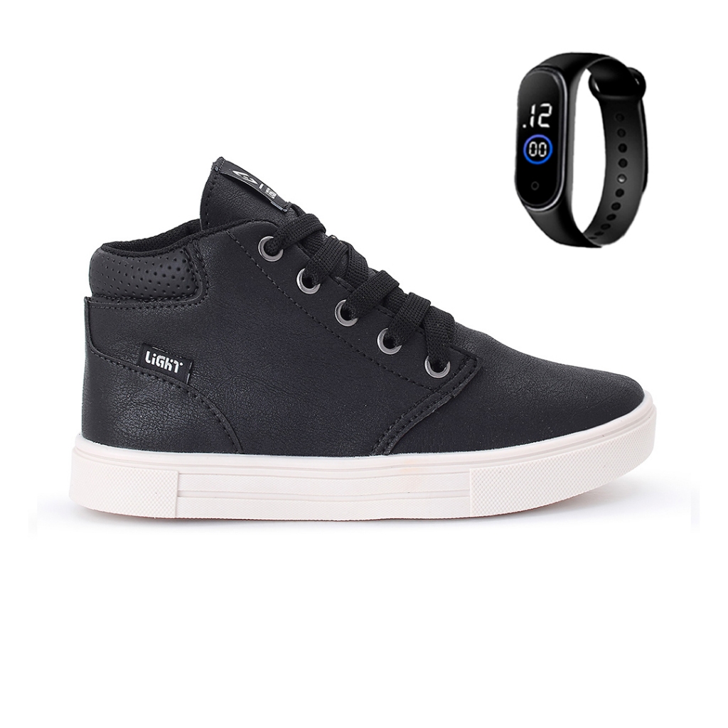 Tenis Botinha Infantil Meninos Casual Cano Alto Confortavel + Relogio em Oferta na Shopee