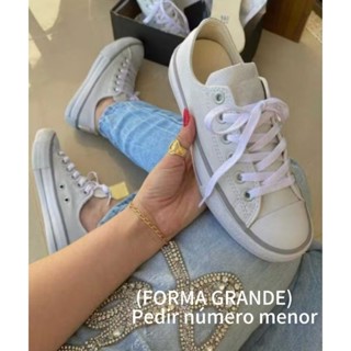 Tênis Star Casual Branco Prata e Cinza Lilás Feminino em Oferta na Shopee