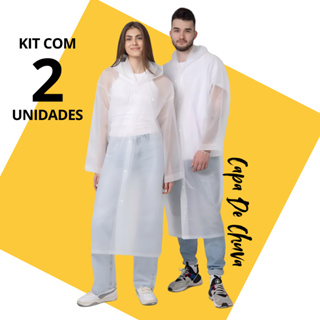 Kit 2 e 3 Capa de Chuva Grossa e Longa Capuz Transparente Reforçada Reutilizável Qualidade Premium em Oferta na Shopee