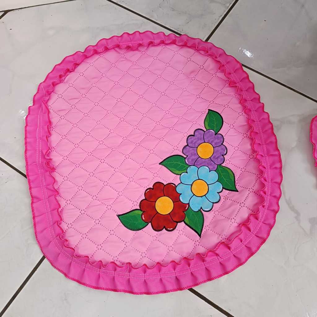 Jogo de banheiro flores coloridas 4 peças kit decoração em tecido