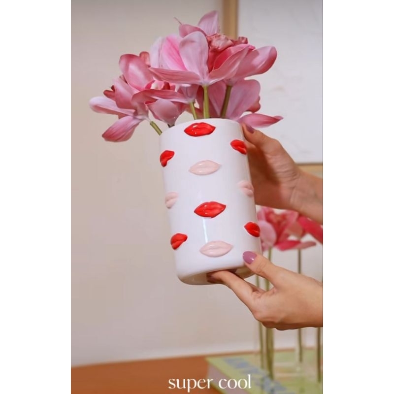 Vaso Boquinha Cerâmica Lábios Boca 3D