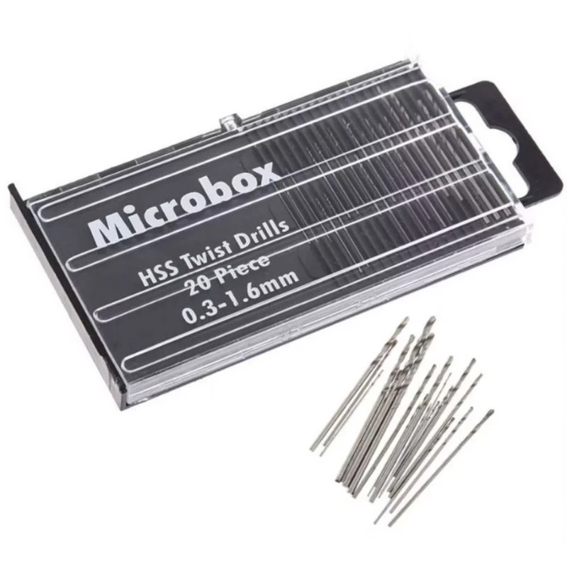 Kit 20 Mini Brocas de precisão Hss 0.3 a 1.6 p/ Artesanato Biscuit