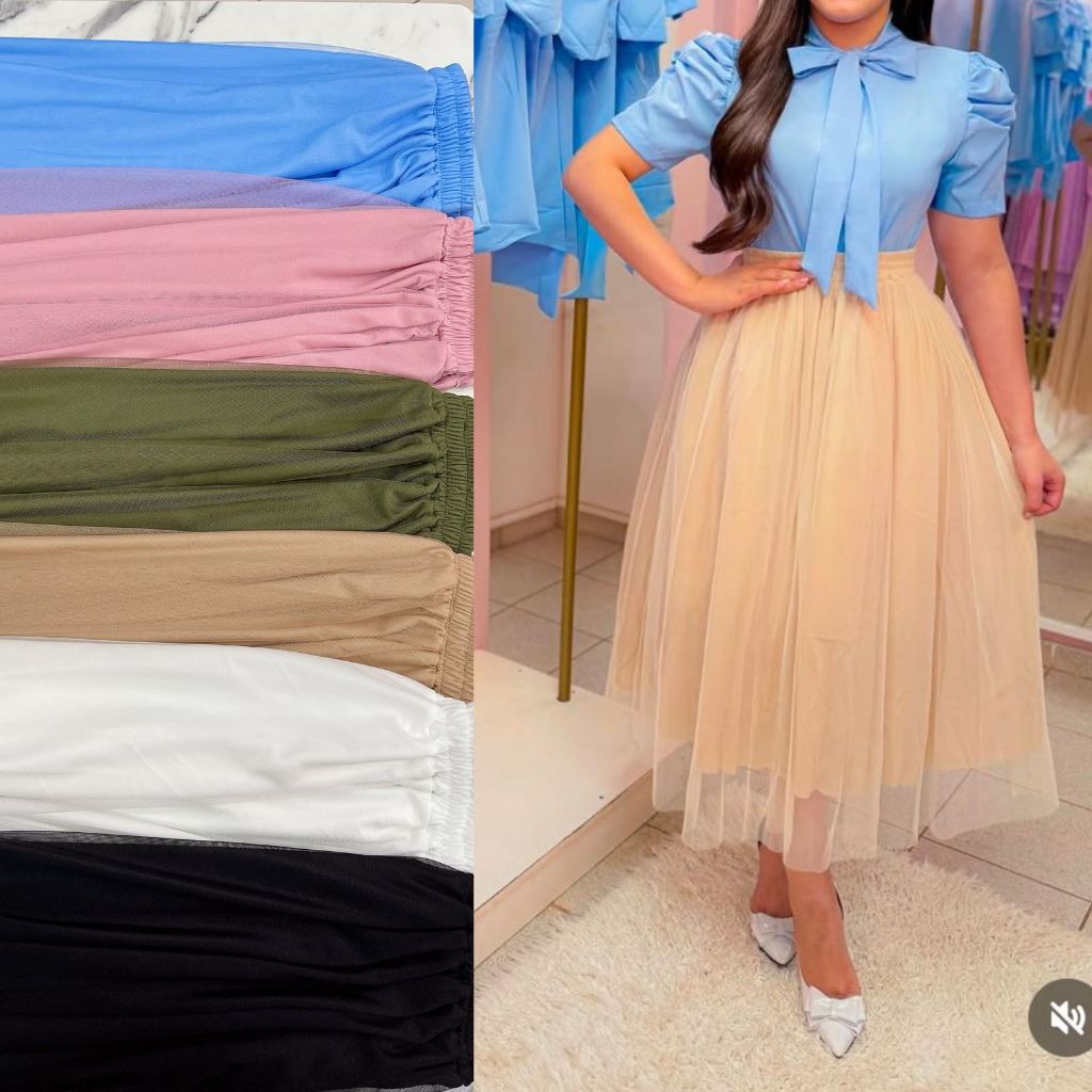 Saia Longuete Tule Com Elástico na Cintura 171 em Oferta na Shopee