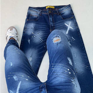 Calça Jeans Estilo Jogador Masculina Com Laicra  Linha Premium
