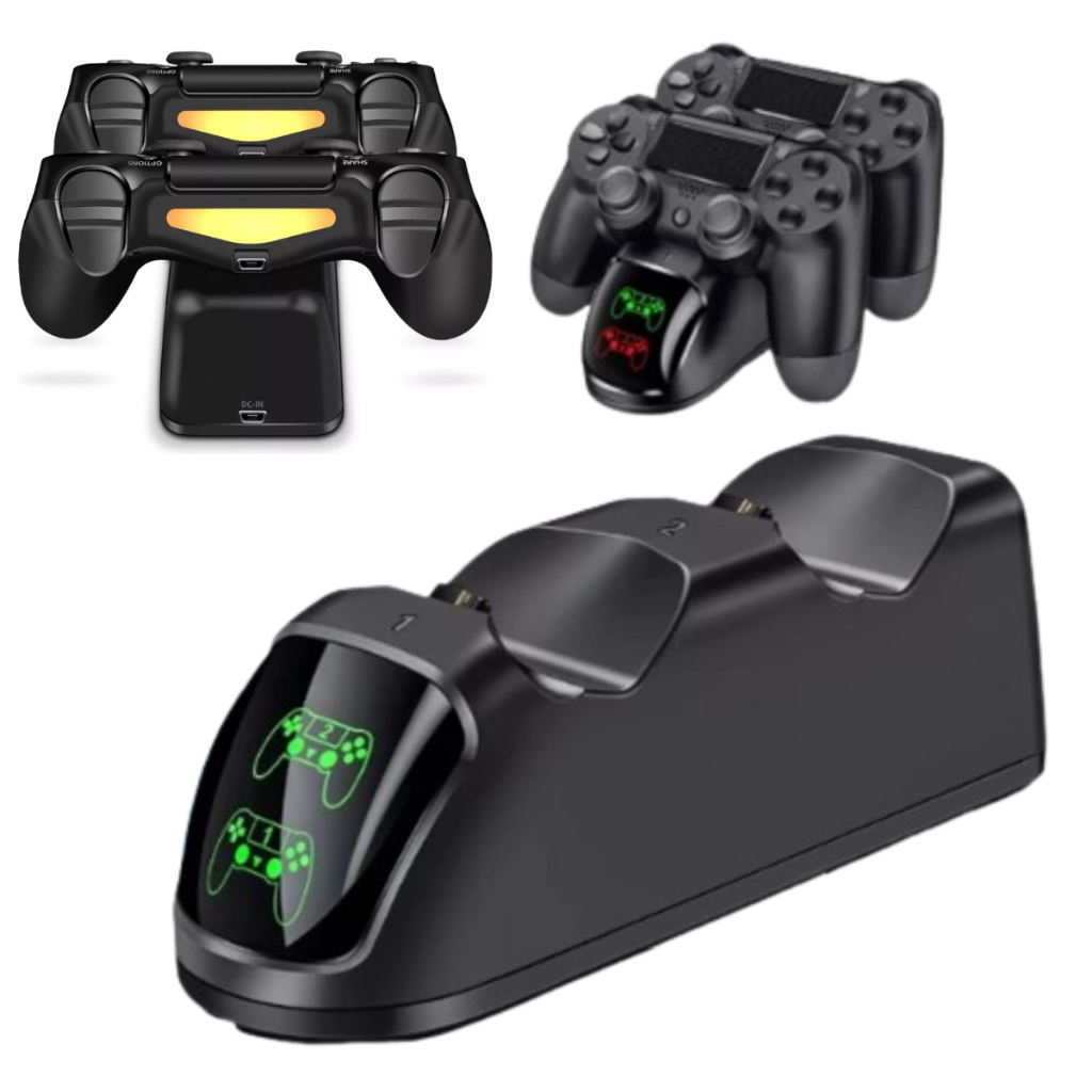Base Suporte de Controle Compatível Ps4 Playstation Duplo De Mesa Com Carregador e Visor de Carga