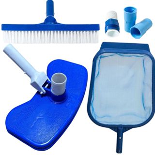 Kit Limpeza Piscina Aspirador + Peneira Grande + Escova Reta + Adaptador + Ponteiras em Oferta na Shopee
