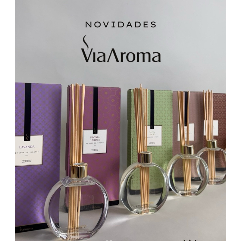 Difusor de Varetas Via Aroma 200ml - Fragrâncias Linha Classica- Cheirinho para Casa Escritório em Oferta na Shopee
