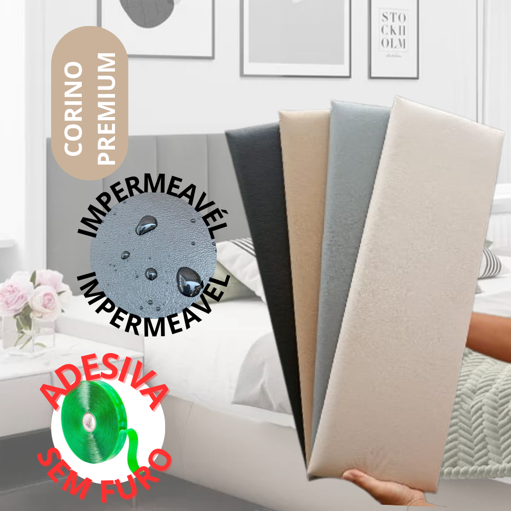 Cabeceira Modular Adesiva para Cama, Módulos de 50x20cm em Corino Premium, Decoração e Conforto
