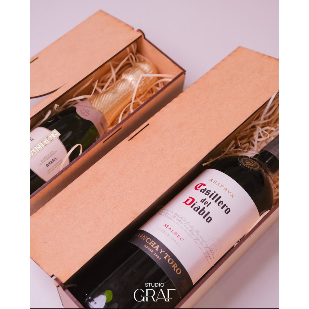 10 Caixas de Madeira Mdf Vinho Individual Personalizada Logomarca