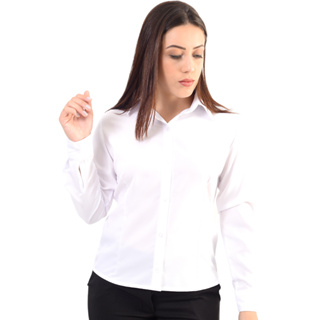 Camisa Social Feminina tradicional manga longa de botões em Oferta na Shopee