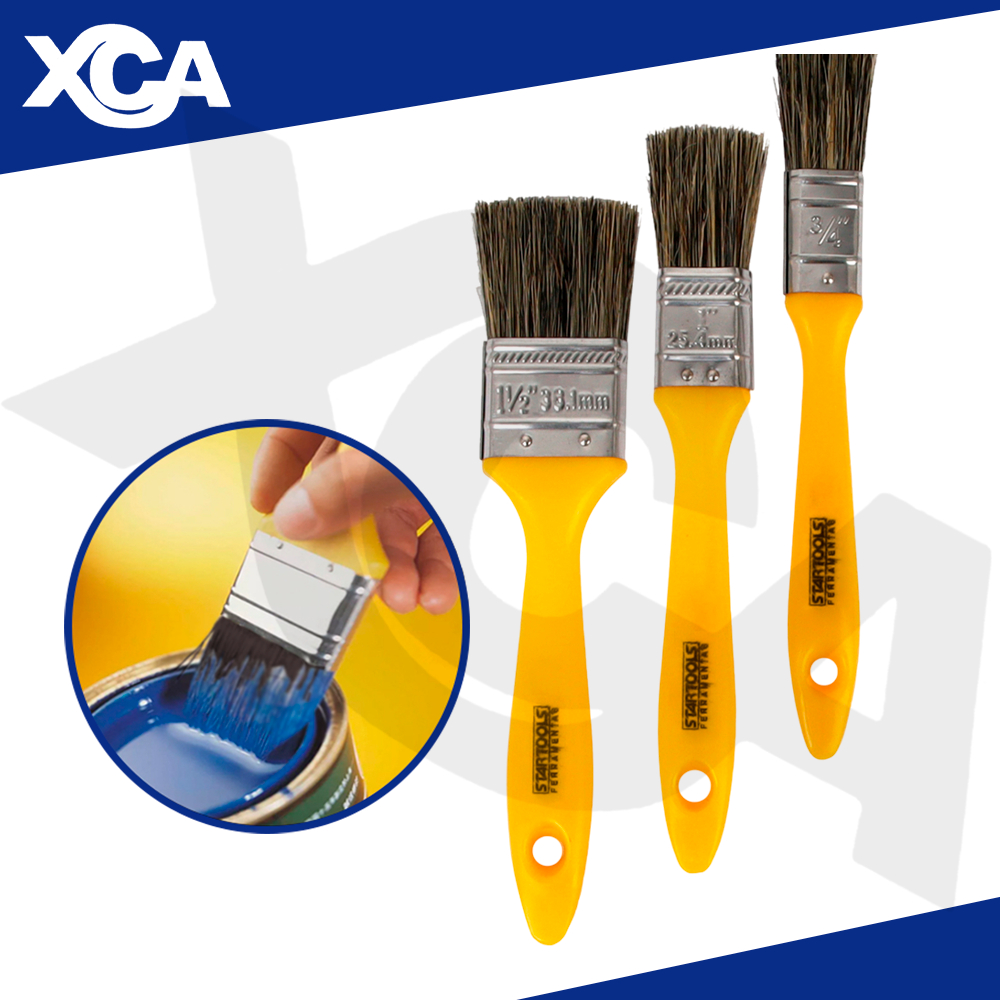 Kit Trincha Pincel Profissional Para Pintura Em Geral 3 Peças Multiuso Artesanato