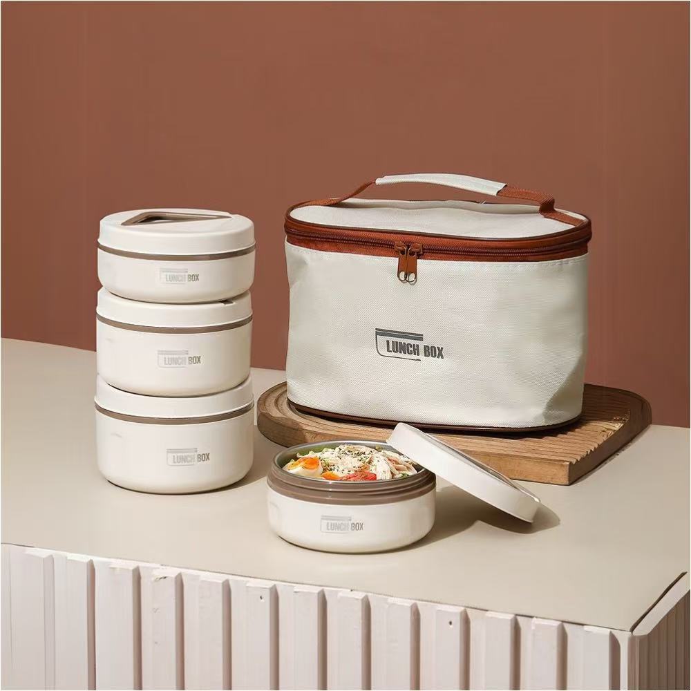 Recipiente térmico portátil multifuncional de aço inoxidável 304, com vedação e design redondo, ideal para almoço. em Oferta na Shopee