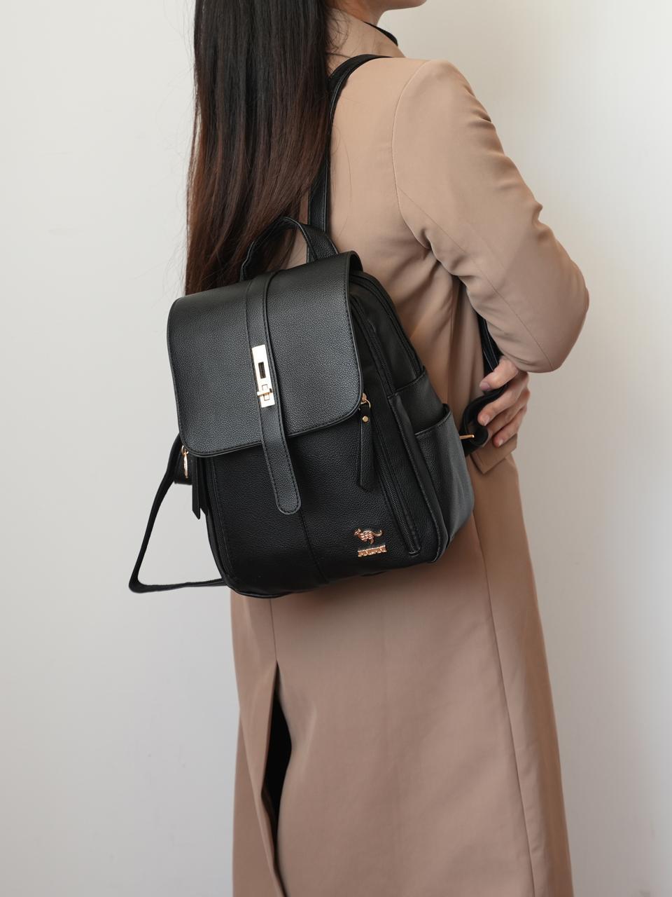 Mochila Feminina Média De Qualidade De Costas Escolar Em Couro Sintético canguru S2318 S2319 VT