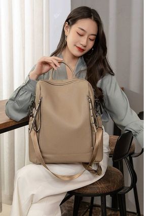 JAMI JAMI Bolsa Mochila Grande de Ombro e Transversal Feminina de Couro Sofisticada Elega…