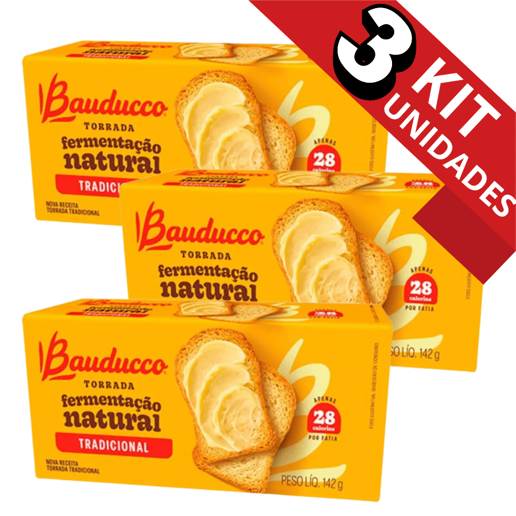 KIT 03 UND. Torradas Bauducco 142G Fermentação Natural Tradicional Torrada em Oferta na Shopee