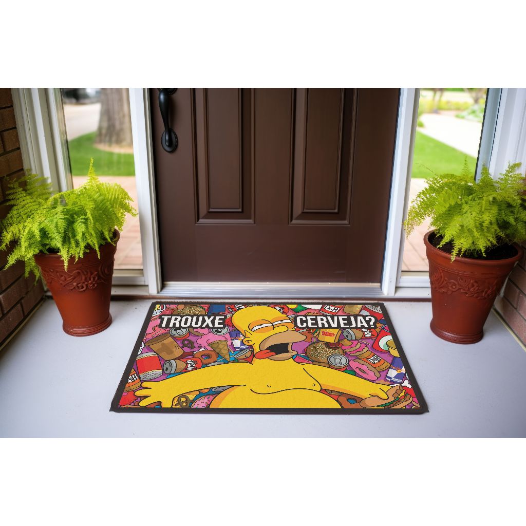 Tapete Capacho Premium 13 Mm MEME HOMER TROUXE CERVEJA? Divertido 60x40cm RESISTENCIA E DURABILIDADE