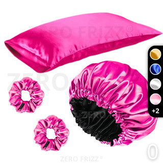 ZERO FRIZZ Kit Noite Pefeita | 1 Touca dupla face + 1 Fronha + 2 xuxinhas, escolha sua cor preferida