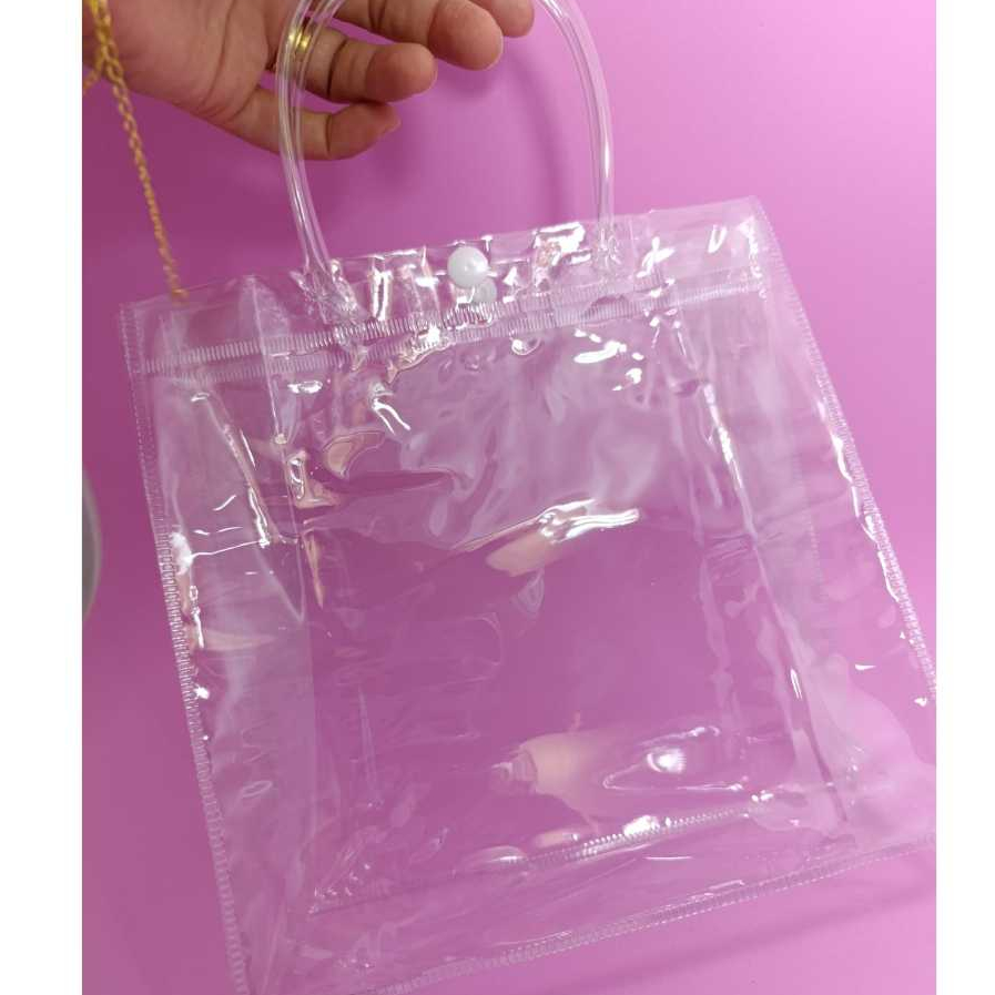 10 Unidades Sacolas Bolsinhas Plástica Transparente para Lembrancinhas 23cm(com a alça)x17cmx7cm