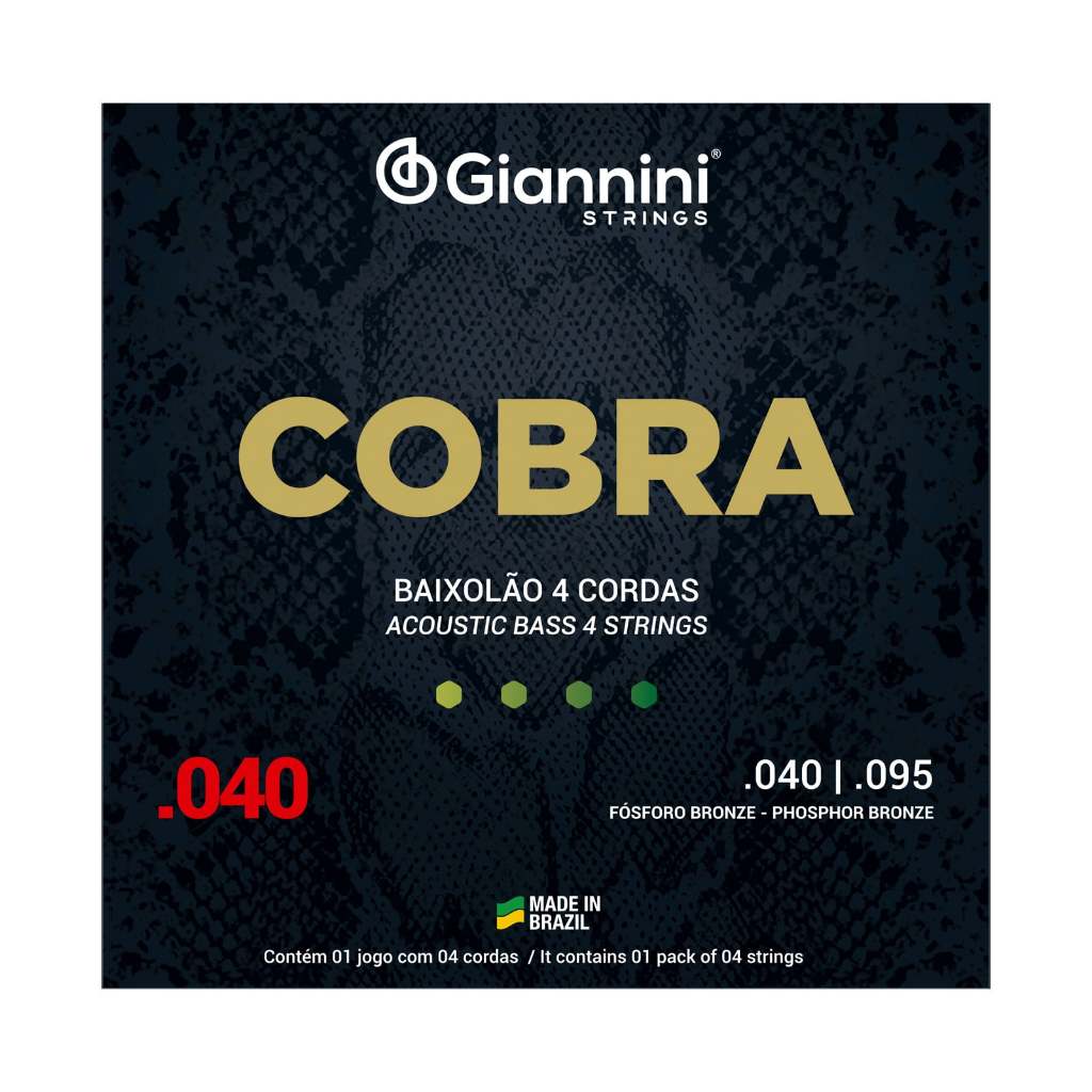 Encordoamento Cobra Giannini Para Baixolao 4 Cordas 040 Fosfofo Bronze