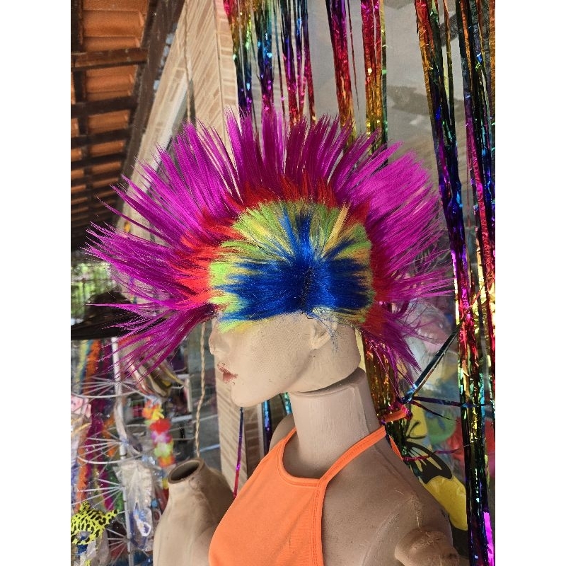 peruca Carnaval festas aniversário colorida pica pau