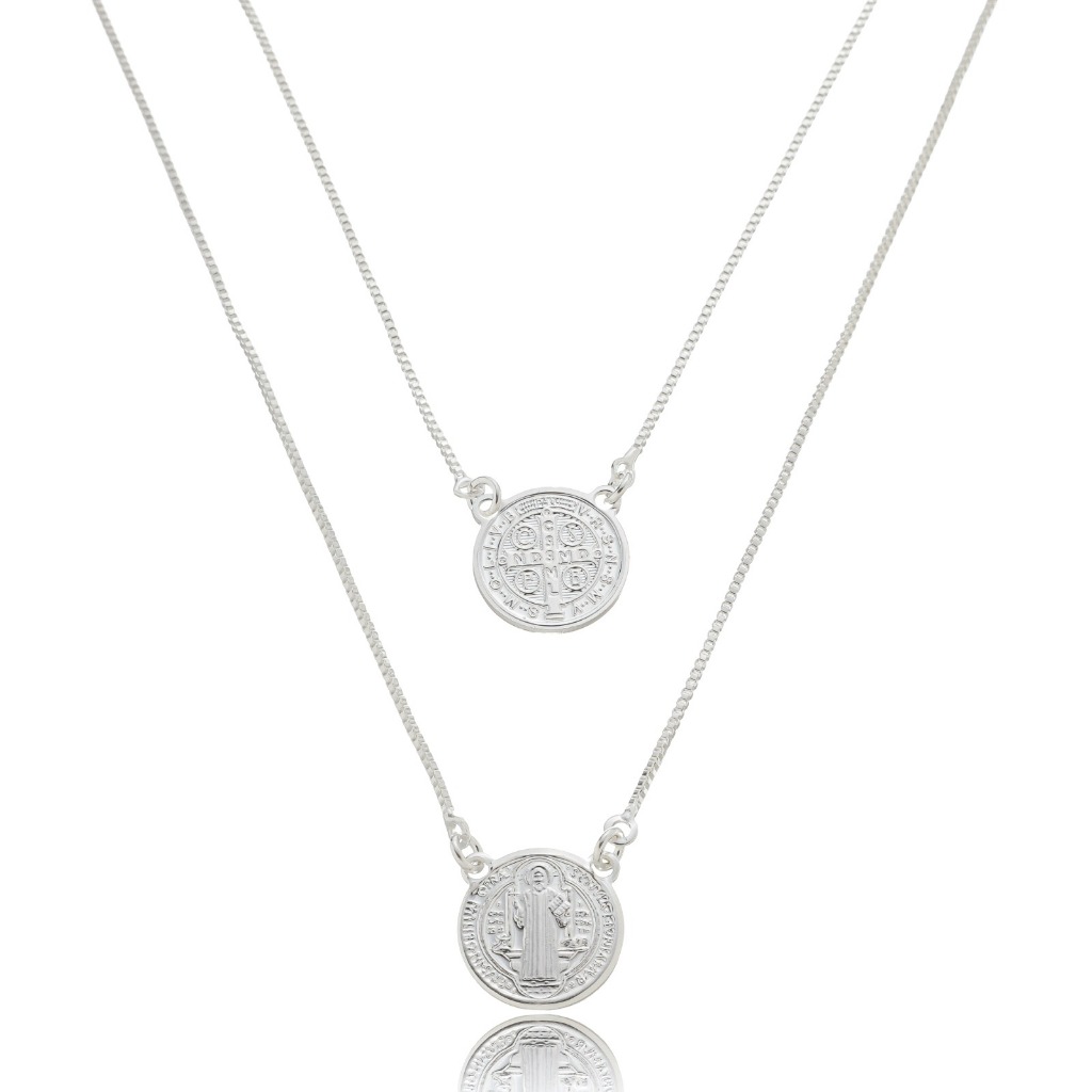 Escapulário medalha de São Bento banhado à prata 925 em Oferta na Shopee