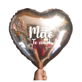 kit/5/10 Balão Coração Metalizado Personalizado Mãe Te Amo 22cm em Oferta na Shopee