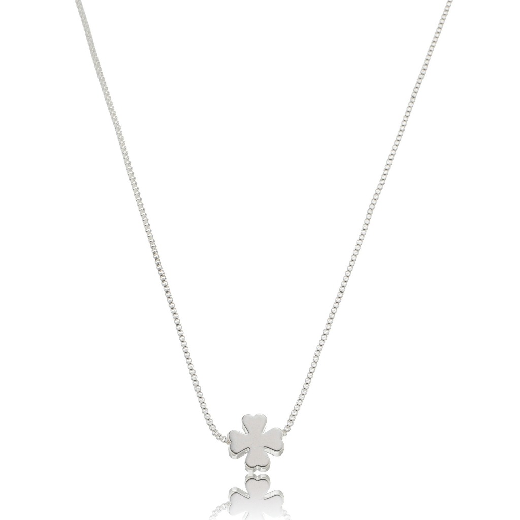 Colar trevo minimalista banhado à prata 925 em Oferta na Shopee