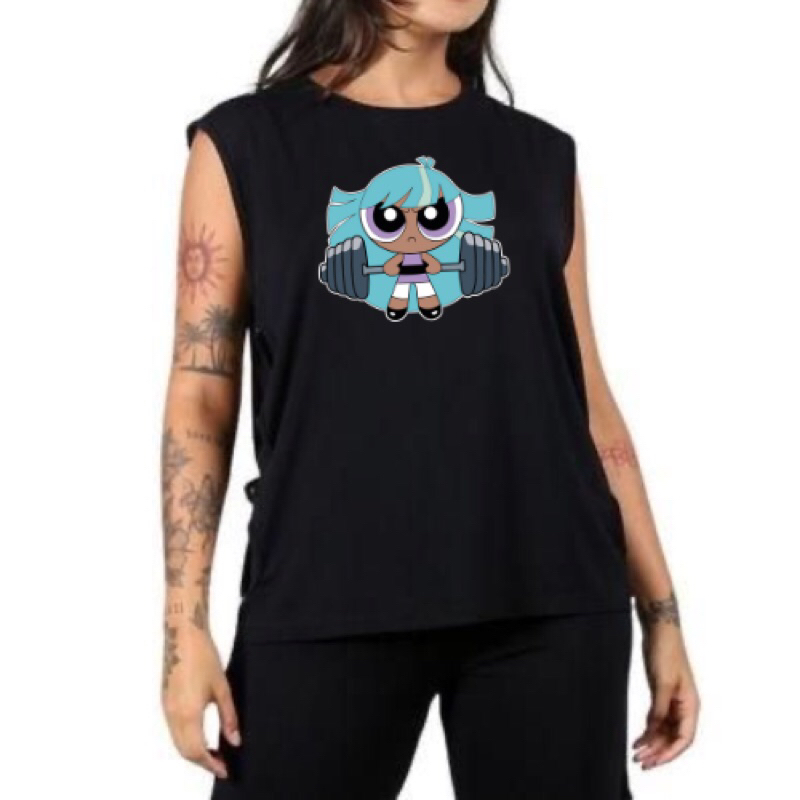 Camiseta Camisa Academia tendência Gym Fitness blusa streetwaer Estrelinha Meninas super poderosas T-shirt blogueira top