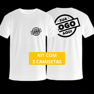 KIT 3 Camisetas Brancas Personalizadas com Estampa Da Sua Escolha - 100% Algodão Premium em Oferta na Shopee