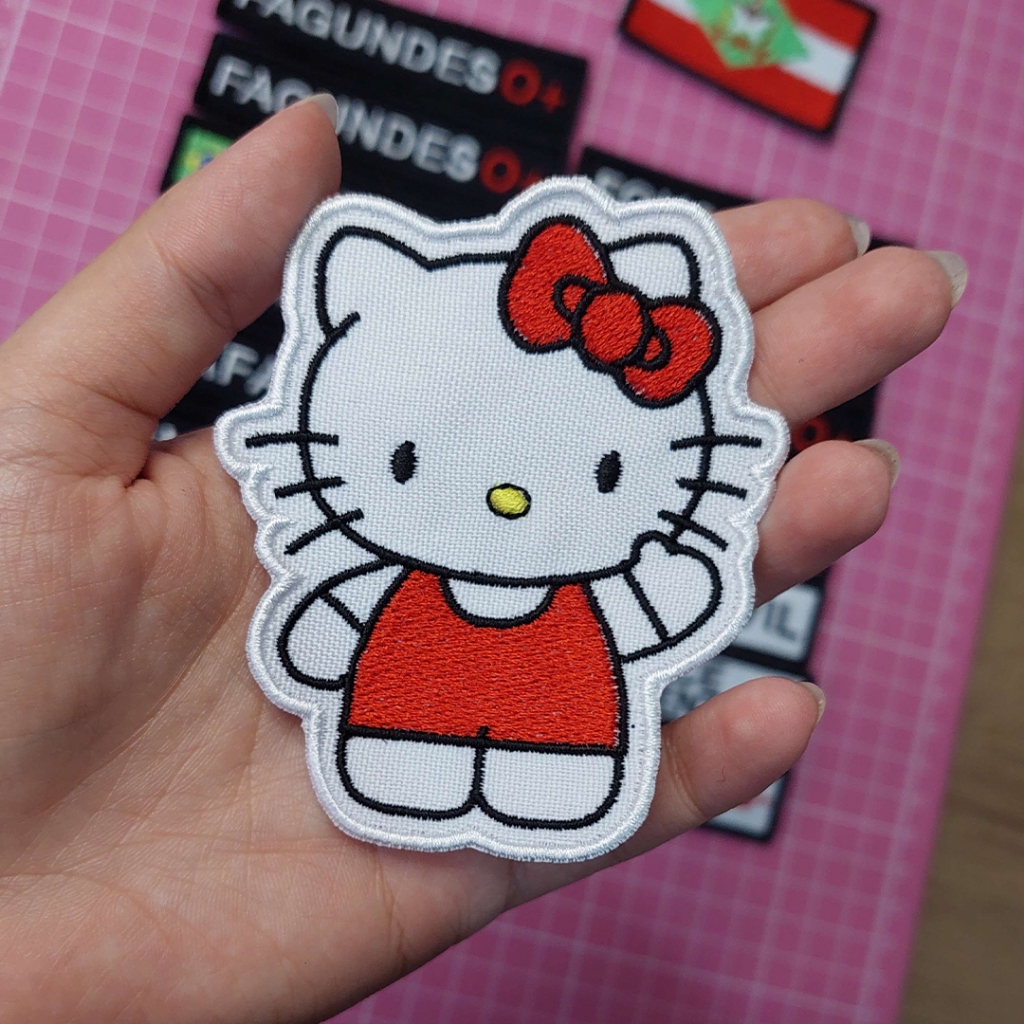 Patch Hello Kitty Sanrio Aplique Bordado 8cm Termocolante Cores Variadas em Oferta na Shopee