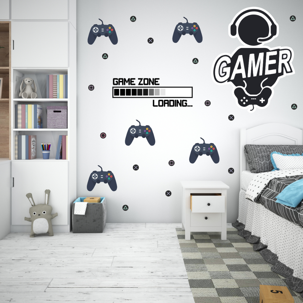 Kit Adesivo de Parede Gamer - Papel de Parede Quarto de Menino - Adesivo de Parede Infantil