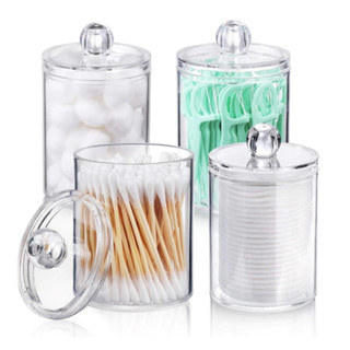 Porta Cotonetes e Algodão Organizador com Tampa e em Acrílico Multiuso Universal Prático em Oferta na Shopee