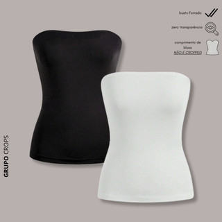 Kit 2 Blusas Tomara que Caia Busto Forrado Tubinho Comprido