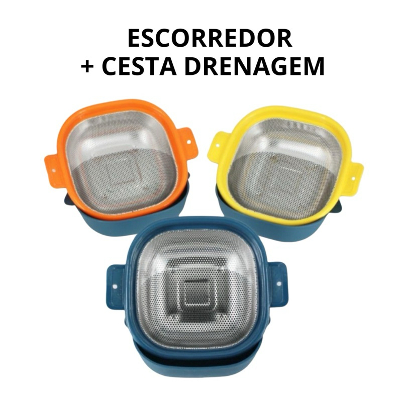 Escorredor 2 em 1 Multiuso Inox Com Alça Para Massas Vegetais 30 cm + Dreno Facilita em Oferta na Shopee