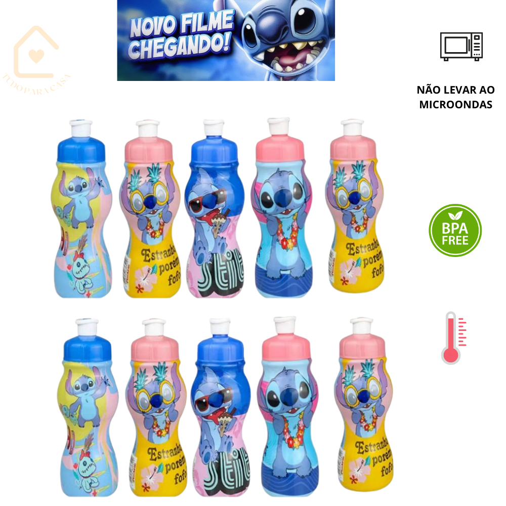 KIT 40 Garrafinhas  Stitch Frozen Homen Aranha 250ml Lembraça de aniversário escolar festa