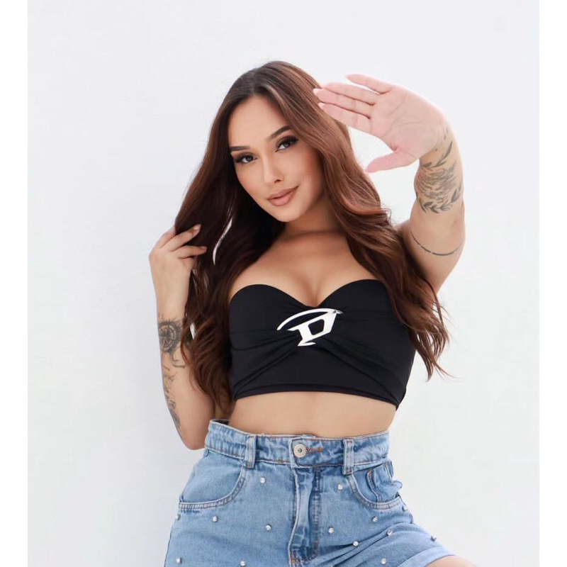 Cropped D Fivela Tomara que Caia blogueira com bojo em Oferta na Shopee