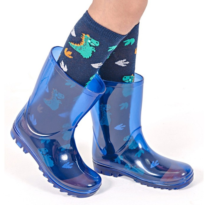 Galocha Infantil Menino Cano Alto Confortável + Meia Infantil Dinossauro