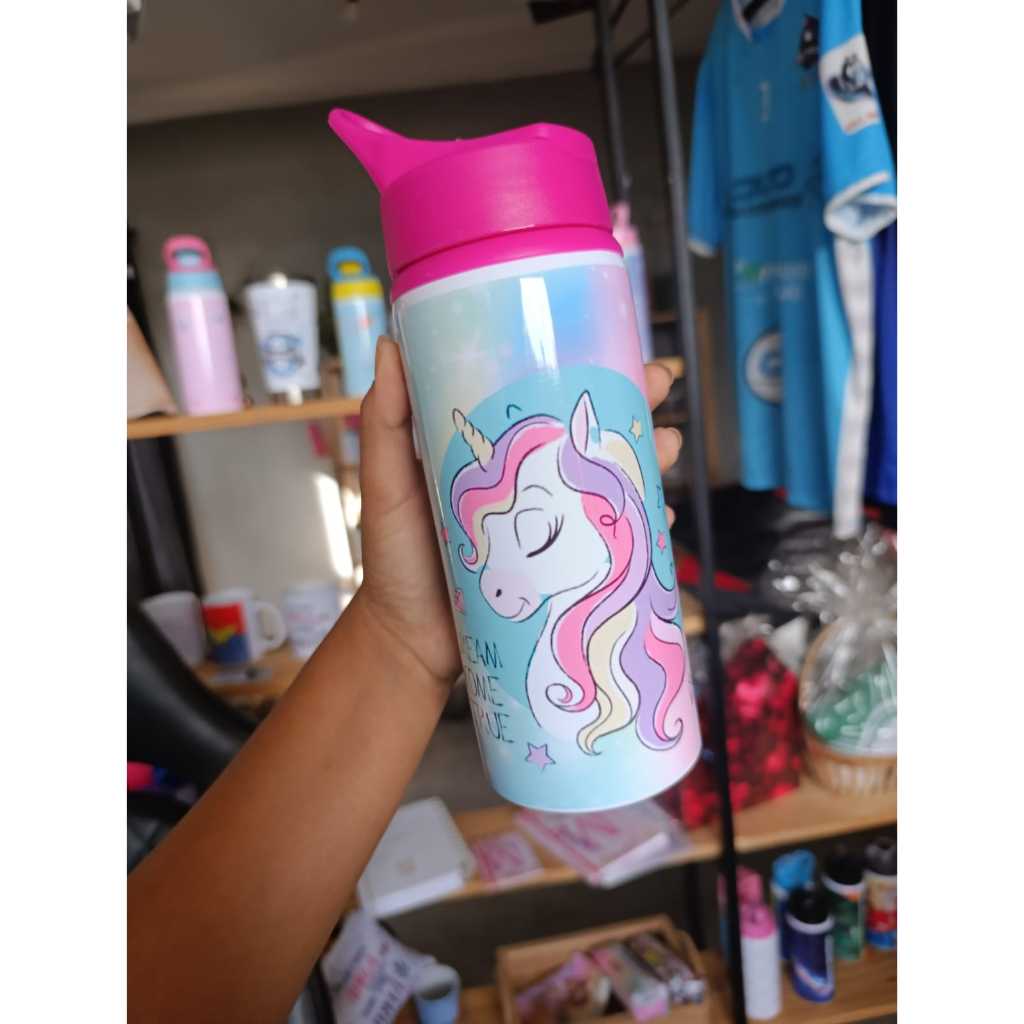 GARRAFINHA DE ALUMÍNIO UNICÓRNIO( COM NOME ) em Oferta na Shopee