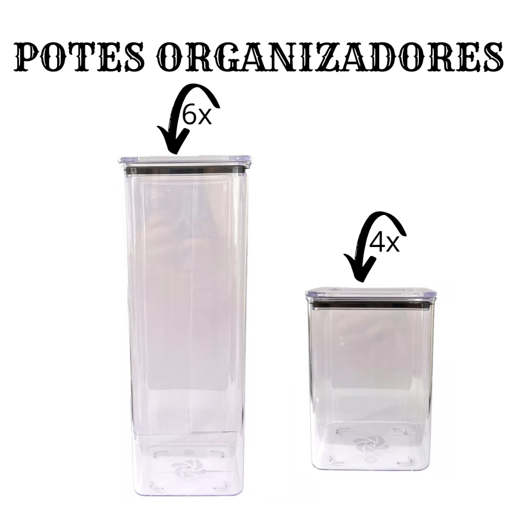 Potes Organizadores de acrílico 6 Grandes e 4 Médios em Oferta na Shopee