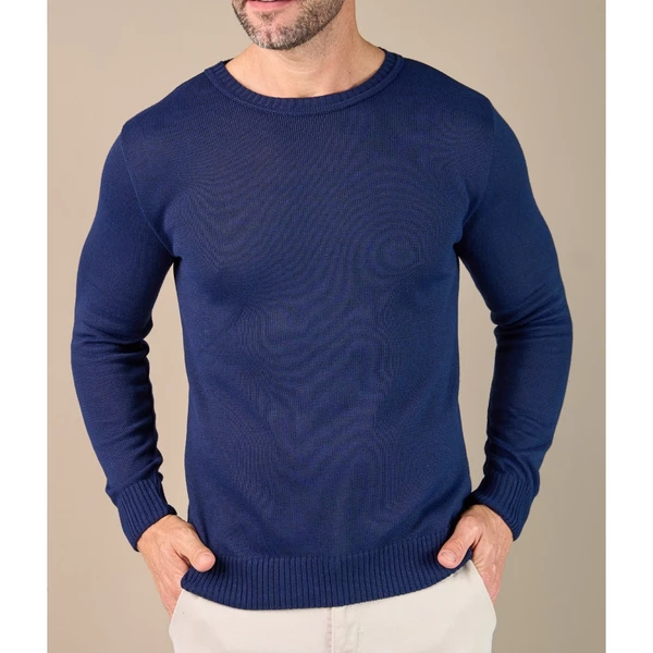 Blusa Basica Masculina Sueter Trico Premium Pai Inverno Lã Frio Gola O Decote Redondo 100118