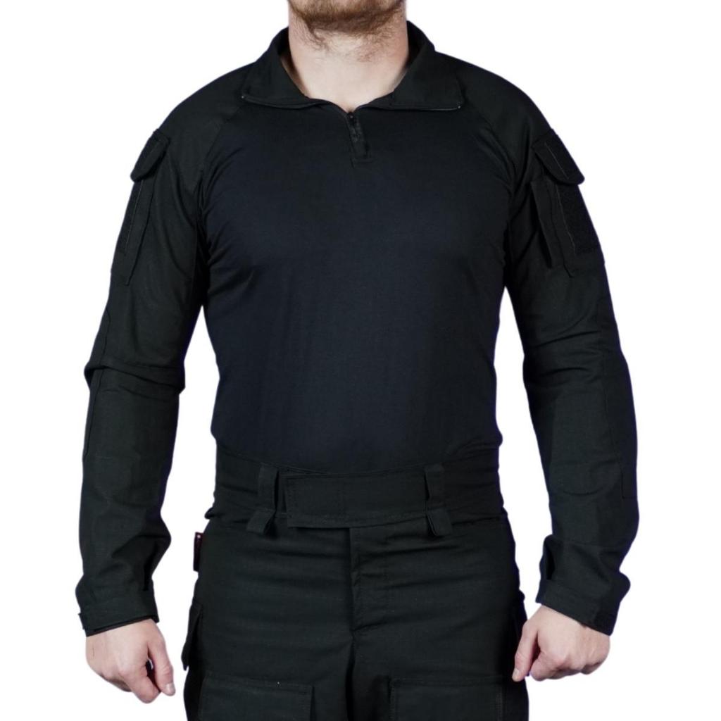 Camisa Combat Shirt Operacional Militar Tática Uniforme Preta Ripstop Vigia Vigilante Segurança