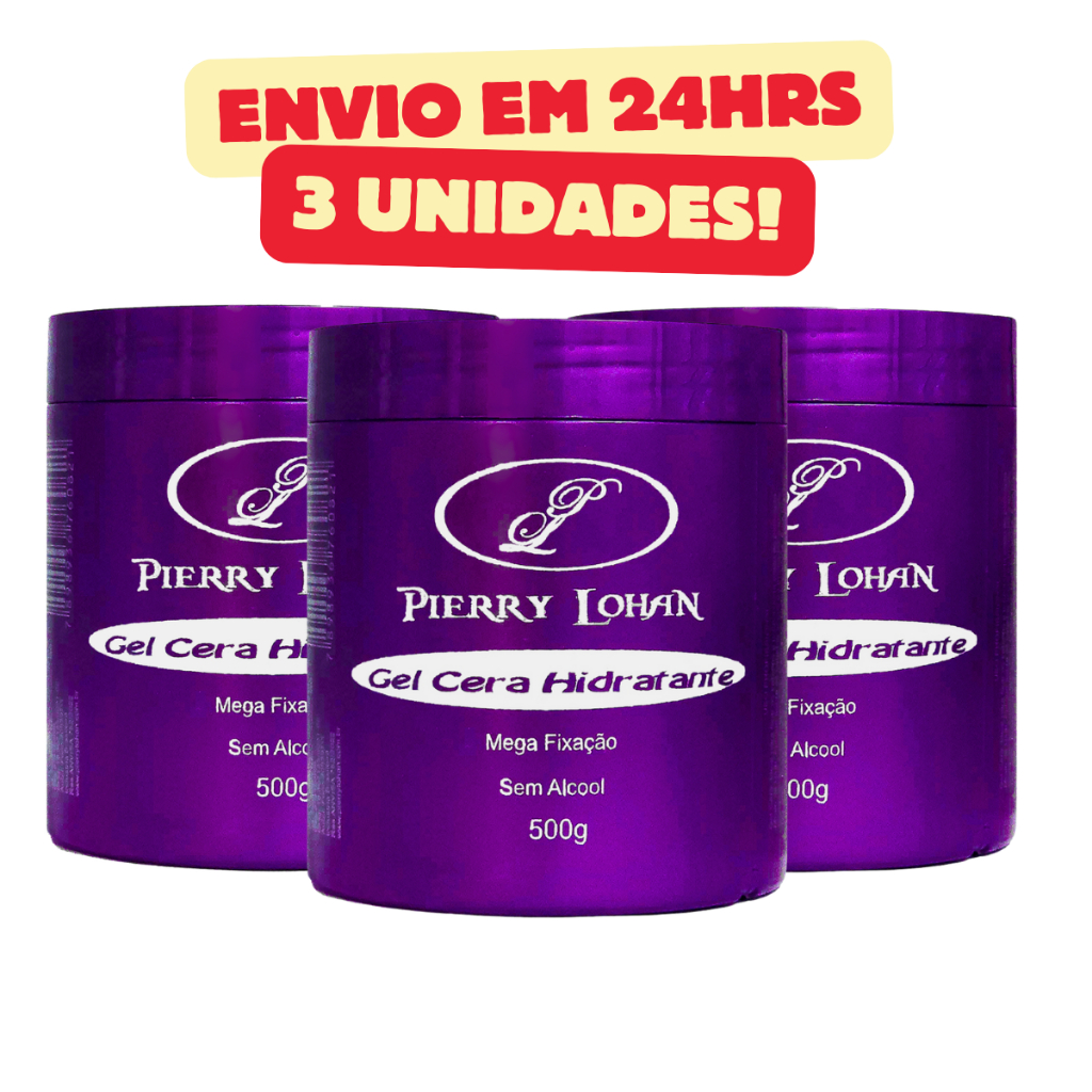 Kit 3 Gel Cera Pierry Lohan 500g Original Mega Fixação GEL CERA